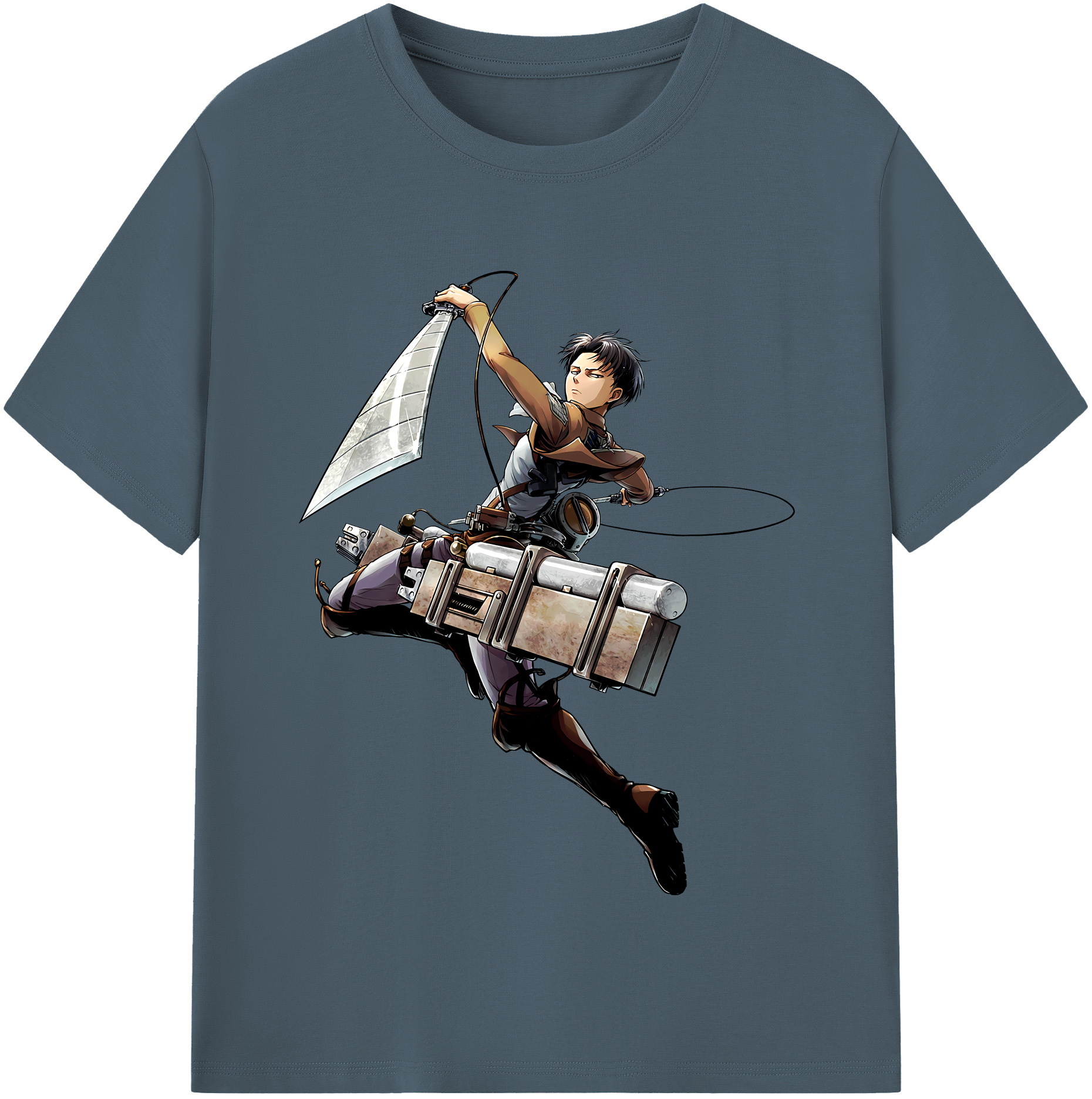 （画像用） 進撃の巨人 リヴァイ·アッカーマン Attack on Titan Levi Ackerman 綿100％半袖Tシャツ（フロントプリント）